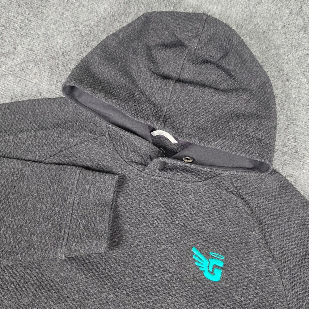 Swannies Golf Hoodie Mens Large Gray Waffle Knit Performance Snap Neck Pullover